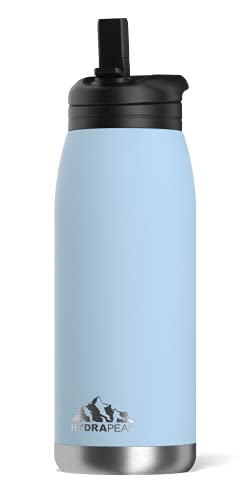 Hydrapeak Flow 32oz Insulated Water Bottle with Straw Lid - Cloud, Leak-Proof Stainless Steel