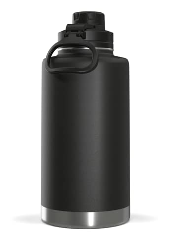 Hydrapeak 50oz Insulated Water Bottle - Black, Leak-Proof Stainless Steel Flask with Chug Lid and Handle