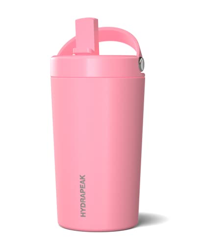 Hydrapeak Junior 14oz Insulated Kids Water Bottle with Straw Lid, Bubblegum Pink, 18/8 Stainless Steel, Leak-Proof