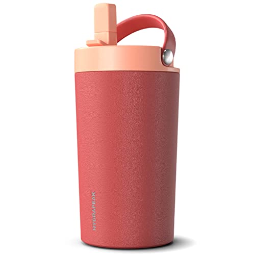 Hydrapeak Junior 14oz Insulated Kids Water Bottle - Red/Peach Straw Lid