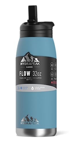 Hydrapeak Flow 32 oz Insulated Water Bottle with Straw Lid, Spring Lake – BPA-Free & Leakproof