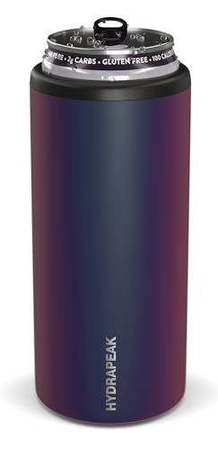 Hydrapeak Slim Can Cooler - Double Wall Insulated 12 oz Skinny Can Cooler, Stainless Steel (Rainbow)