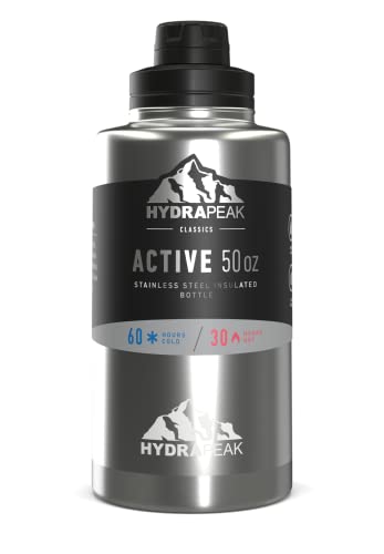 Hydrapeak 50oz Insulated Stainless Steel Water Bottle - Bare Stainless Steel Flask with Chug Lid