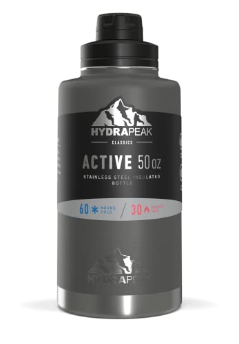 Hydrapeak 50oz Insulated Water Bottle Graphite - Leakproof Stainless Steel Flask