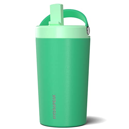 Hydrapeak Junior 14oz Insulated Kids Water Bottle with Straw Lid - Stainless Steel, Leak-Proof, Jade Green