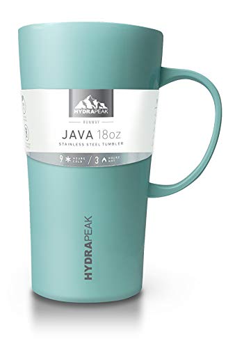 Hydrapeak JAVA 18oz Insulated Coffee Mug with Handle, Leak-Proof Lid, Aqua