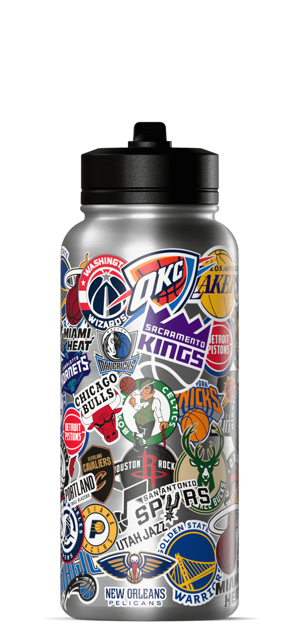 Hydrapeak NBA 32oz All Team Sticker Print Water Bottle with Straw Lid