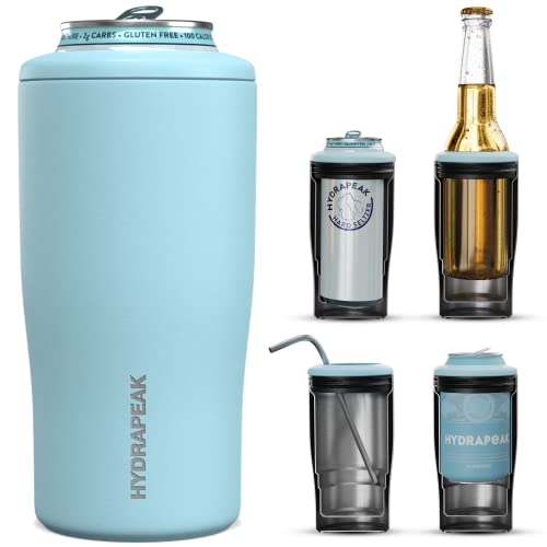 Hydrapeak Powder Blue 4-in-1 Can Cooler – Fits Slim Cans, Standard Cans & Beer Bottles