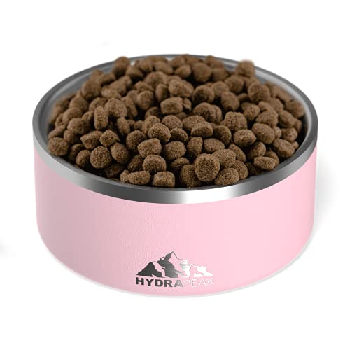 Hydrapeak Pink Stainless Steel Dog Bowl 8 Cup - Large Breed Non-Slip Water & Food Dish