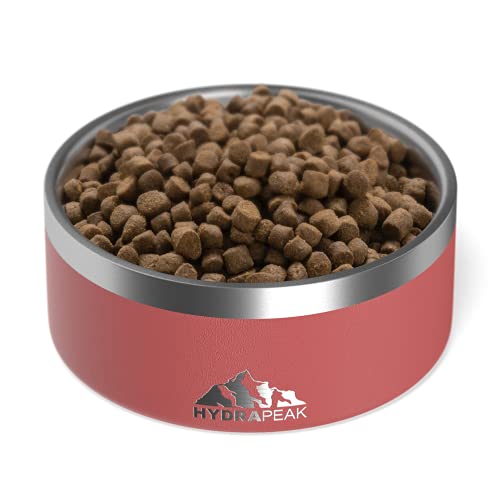 Hydrapeak Dog Bowl 4 Cup Merlot - Non Slip Stainless Steel Pet Bowl for Water or Food