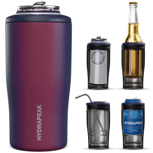 Hydrapeak 4-in-1 Insulated Can Cooler - Rainbow, Fits 12 oz Slim & Standard Cans, Beer Bottles
