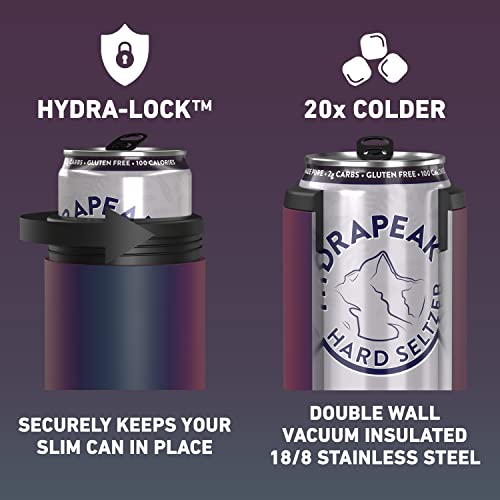 Hydrapeak Slim Can Cooler - Double Wall Insulated 12 oz Skinny Can Cooler, Stainless Steel (Rainbow)