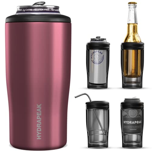 Hydrapeak 4-in-1 Insulated Can Cooler - Rose Gold, Fits 12 oz Slim & Standard Cans and Bottles