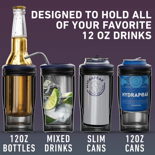 Hydrapeak 4-in-1 Insulated Can Cooler - Rainbow, Fits 12 oz Slim & Standard Cans, Beer Bottles