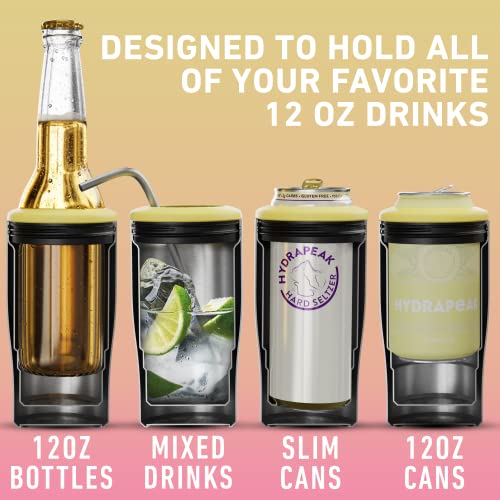 Hydrapeak 4-in-1 Insulated Can Cooler - Tequila Sunrise, Fits 12 oz Slim & Standard Cans, Beer Bottles