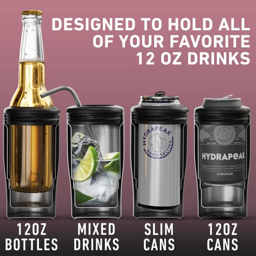 Hydrapeak 4-in-1 Insulated Can Cooler - Rose Gold, Fits 12 oz Slim & Standard Cans and Bottles