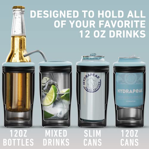 Hydrapeak Powder Blue 4-in-1 Can Cooler – Fits Slim Cans, Standard Cans & Beer Bottles