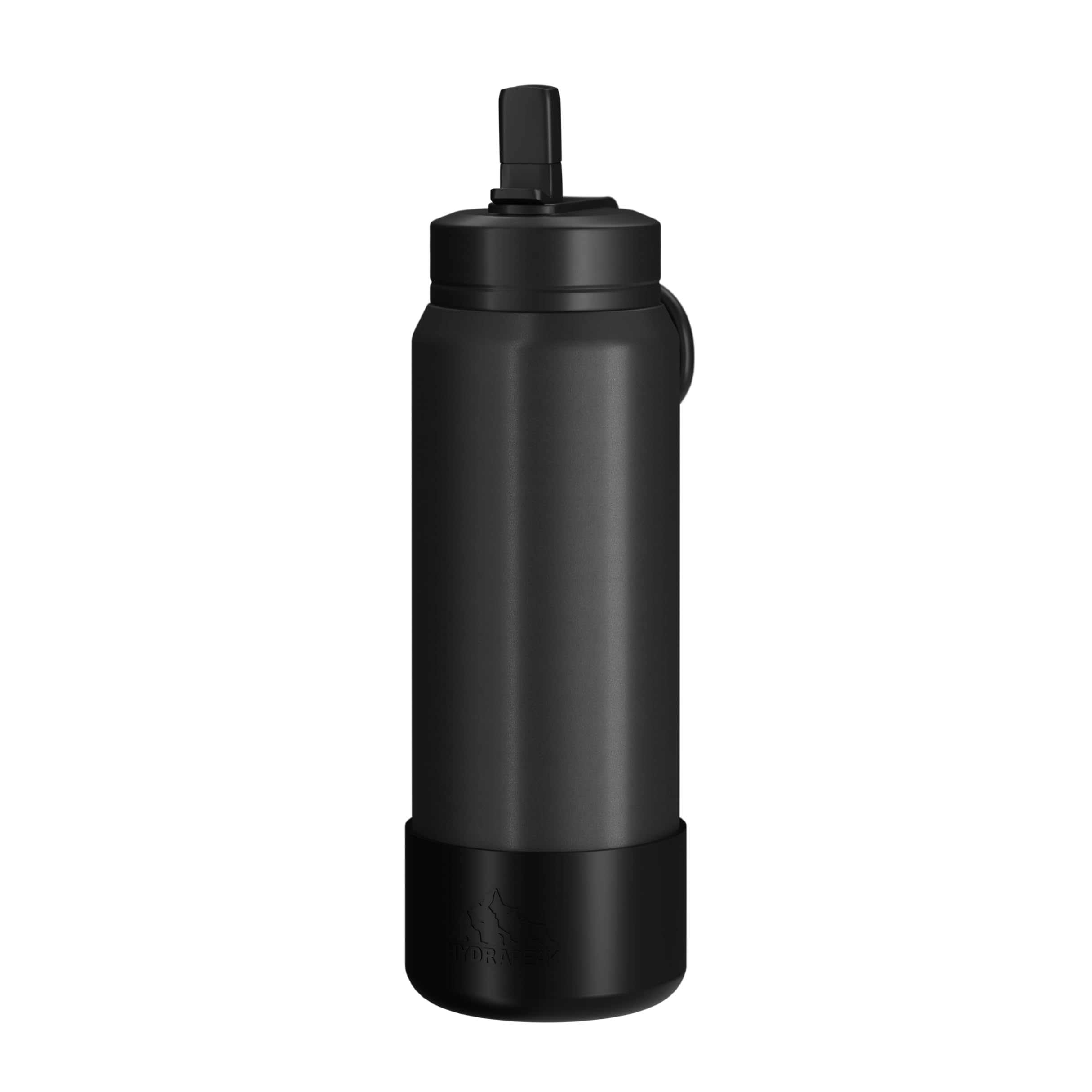 Hydrapeak 26 oz Sport Insulated Water Bottle with Straw Lid - Black - Double Walled Stainless Steel