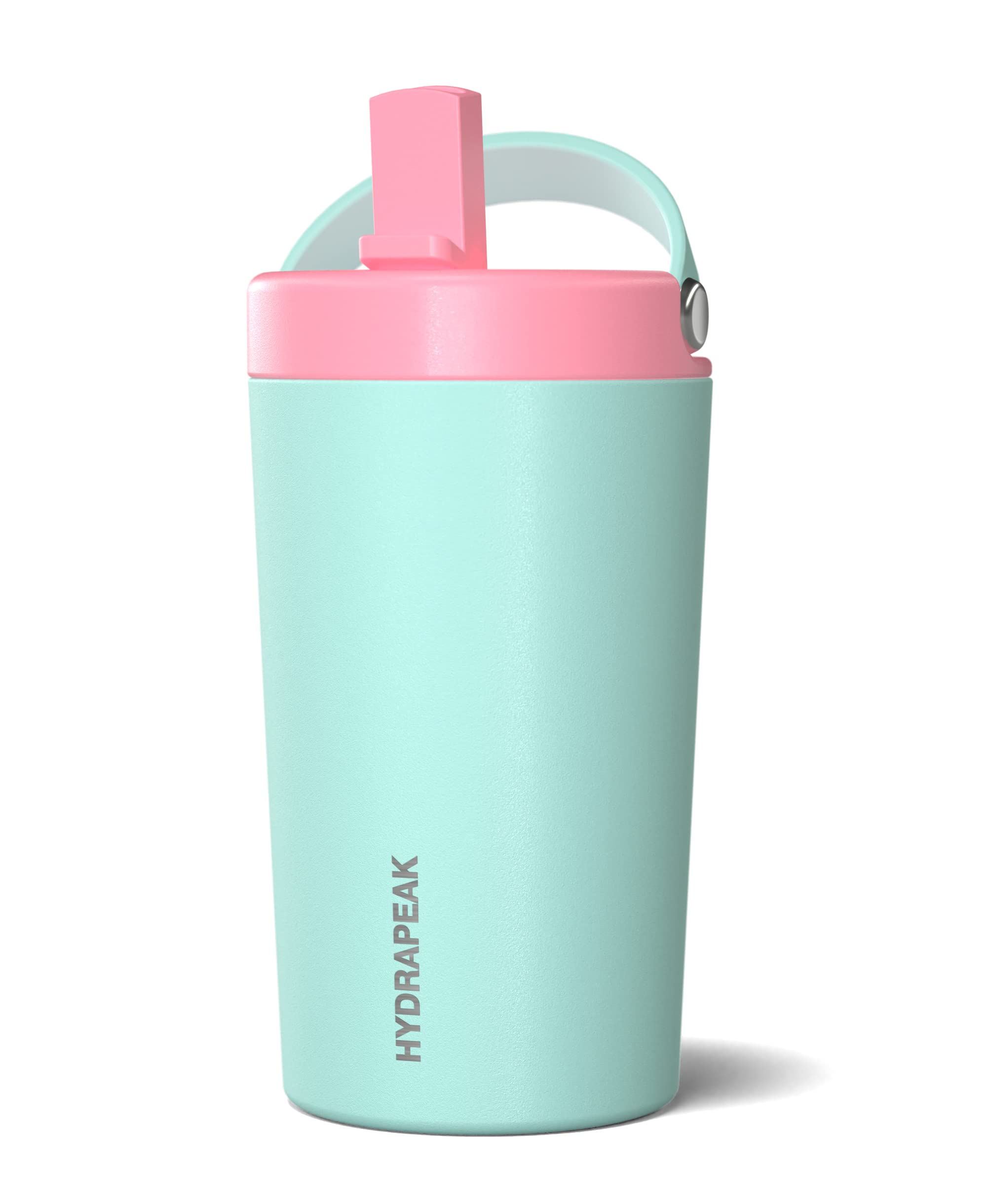 Hydrapeak Junior 14oz Insulated Kids Water Bottle - Aqua/Bubblegum Straw Lid