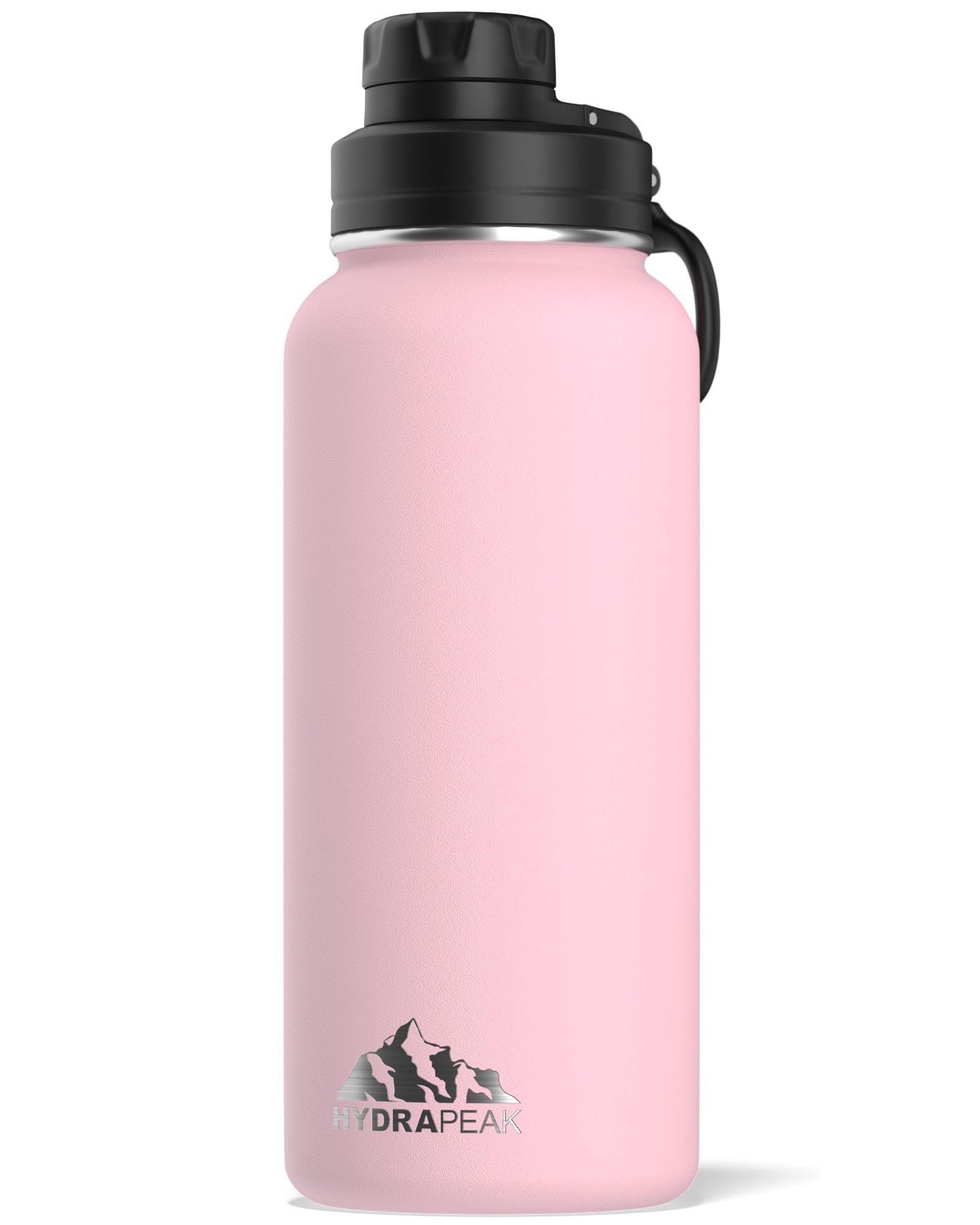 Hydrapeak 32oz Insulated Water Bottle with Chug Lid - Pink, Leak-Proof Stainless Steel with Handle