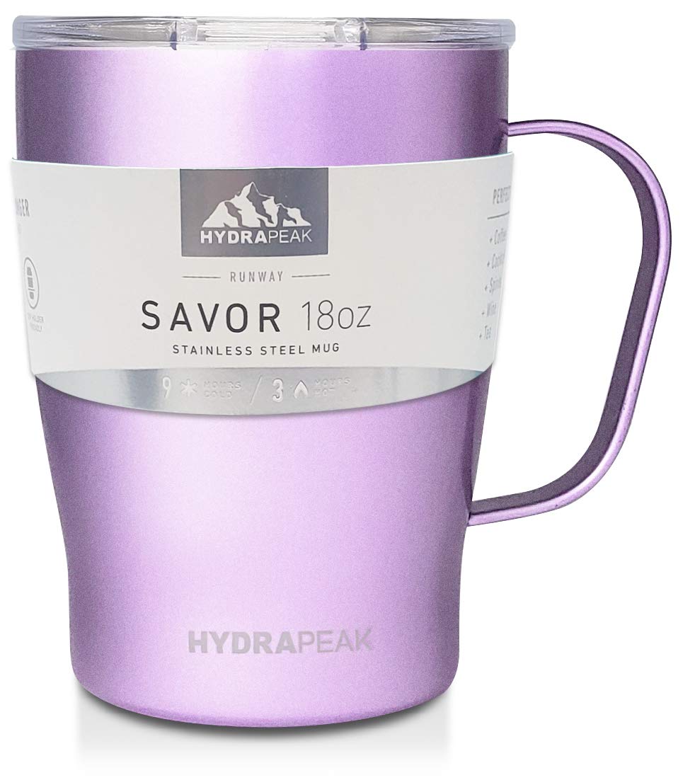 Hydrapeak SAVOR 18oz Double Vacuum Insulated Coffee Mug, Lavender, Stainless Steel Travel Mug with Lid