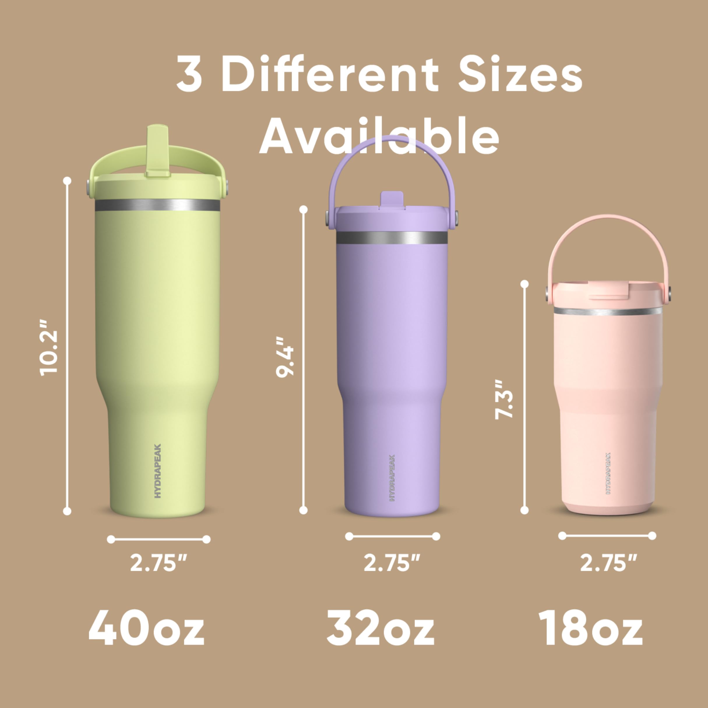 Hydrapeak Nomad 32 oz Tumbler with Handle and Straw Lid, Leakproof Double Insulated Cup, Stainless Steel,
