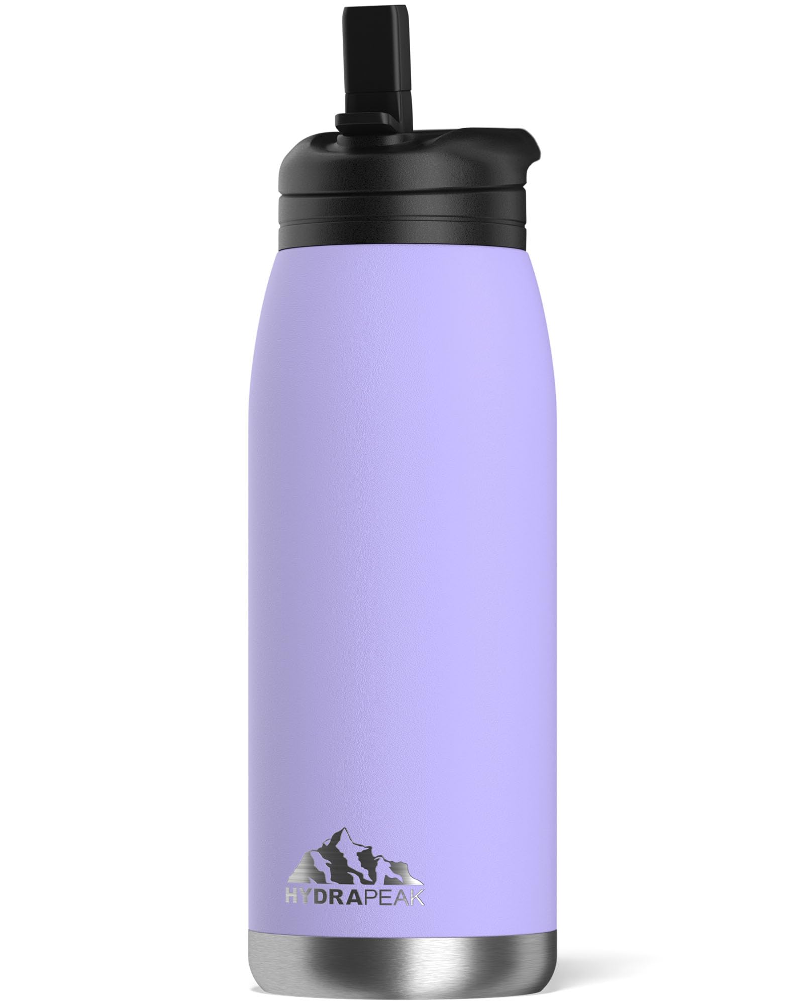 Hydrapeak Flow 1L (32oz) Copper-Coated Insulated Water Bottle with Straw Lid - Lilac, Double-Walled Stainless Steel