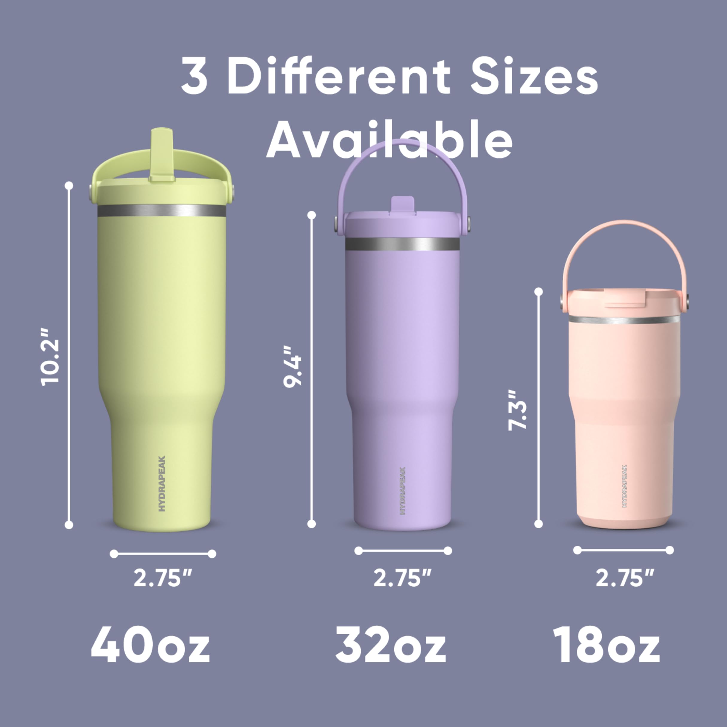Hydrapeak Nomad 32 oz Tumbler with Handle and Straw Lid - Iris, Double-Walled Stainless Steel, Leak-Proof