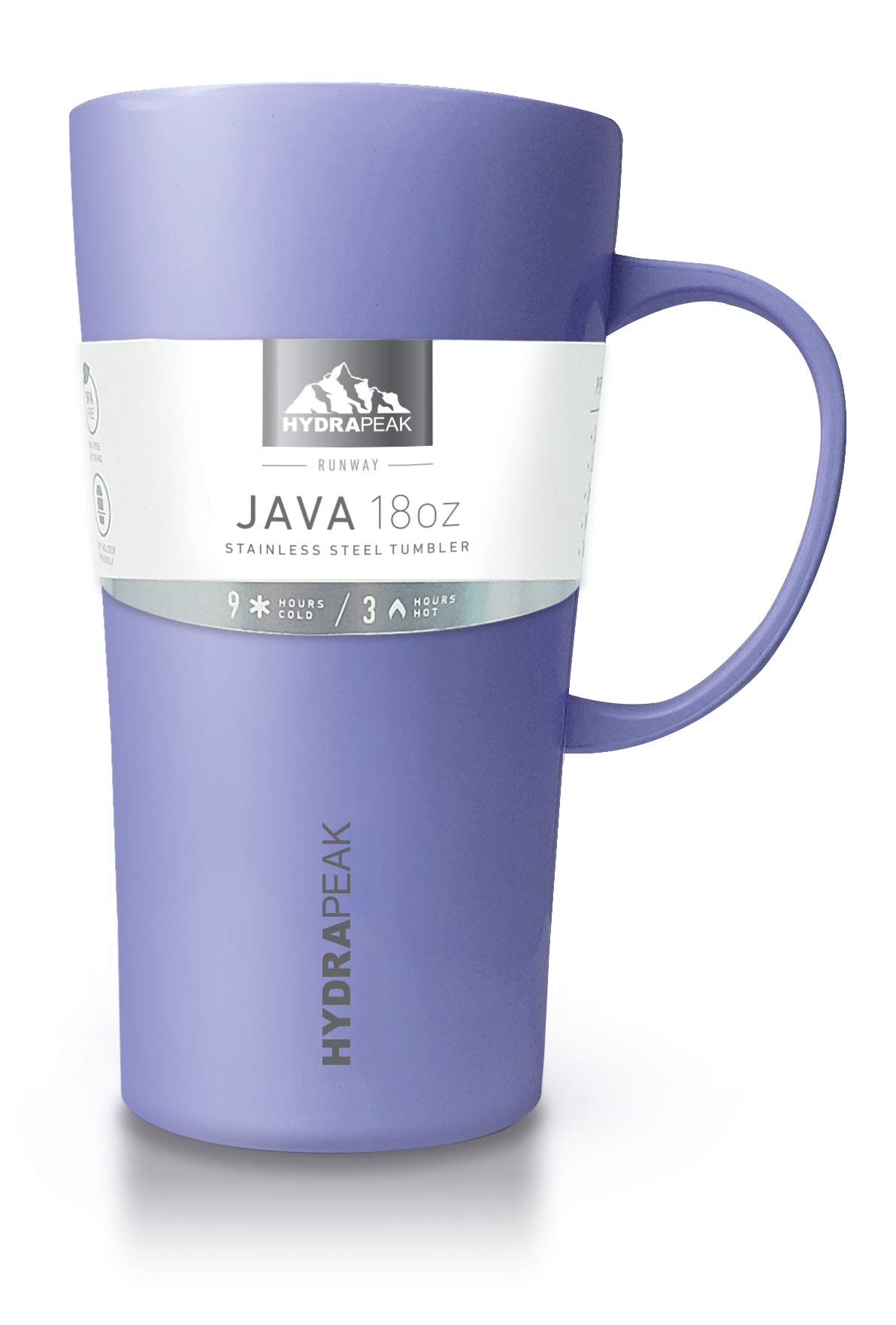 Hydrapeak JAVA 18oz Insulated Travel Coffee Mug with Handle - Leak-Proof Stainless Steel Tumbler, Lilac