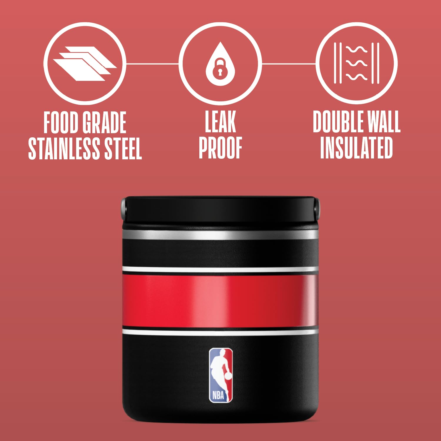 Hydrapeak Atlanta Hawks 25oz NBA Insulated Food Jar - Wide Mouth, Leak-Proof, 10H Hot