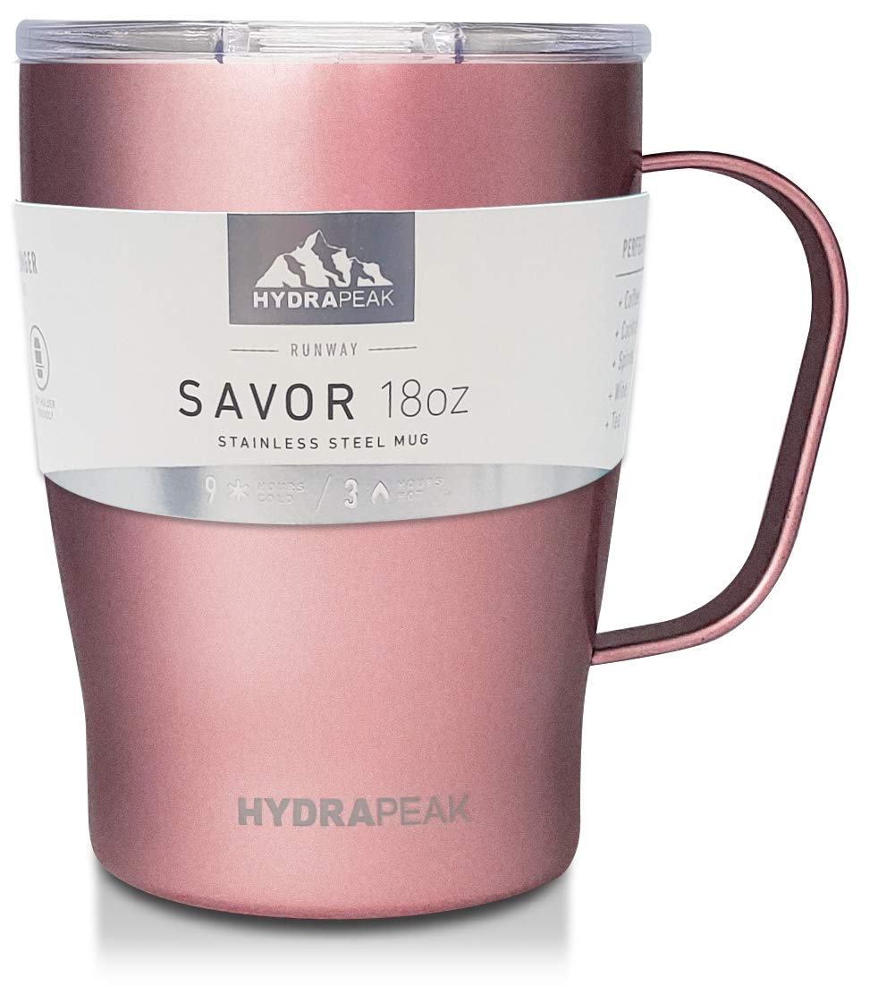 Hydrapeak SAVOR 18oz Double Vacuum Insulated Coffee Mug – Rose, Stainless Steel Travel Tumbler