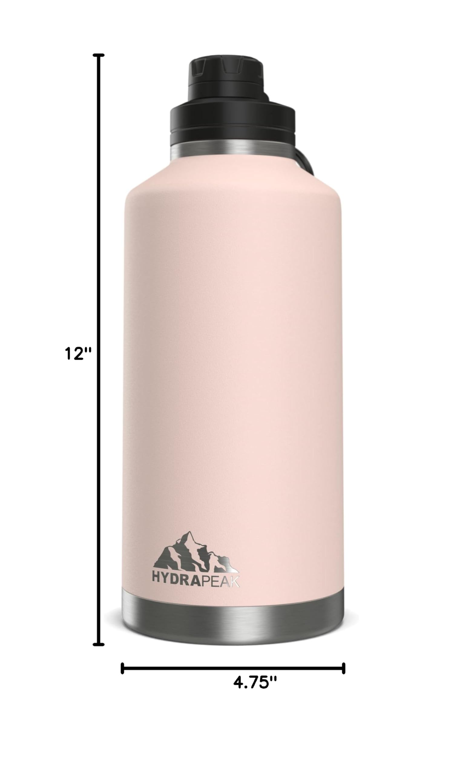 Hydrapeak 72 oz Insulated Water Bottle, Seashell Finish, Leak-Proof Half-Gallon Jug