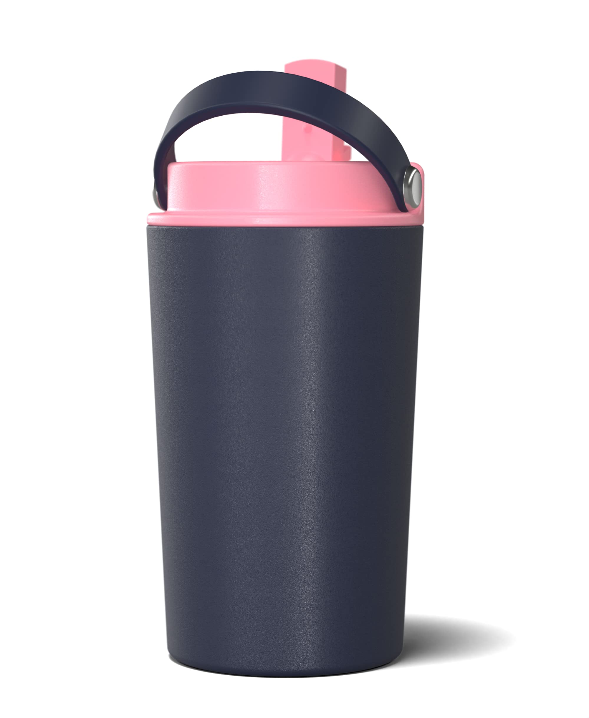 Hydrapeak Junior 14oz Insulated Kids Water Bottle with Straw Lid - Stainless Steel, Leak-Proof, Navy/Bubblegum for