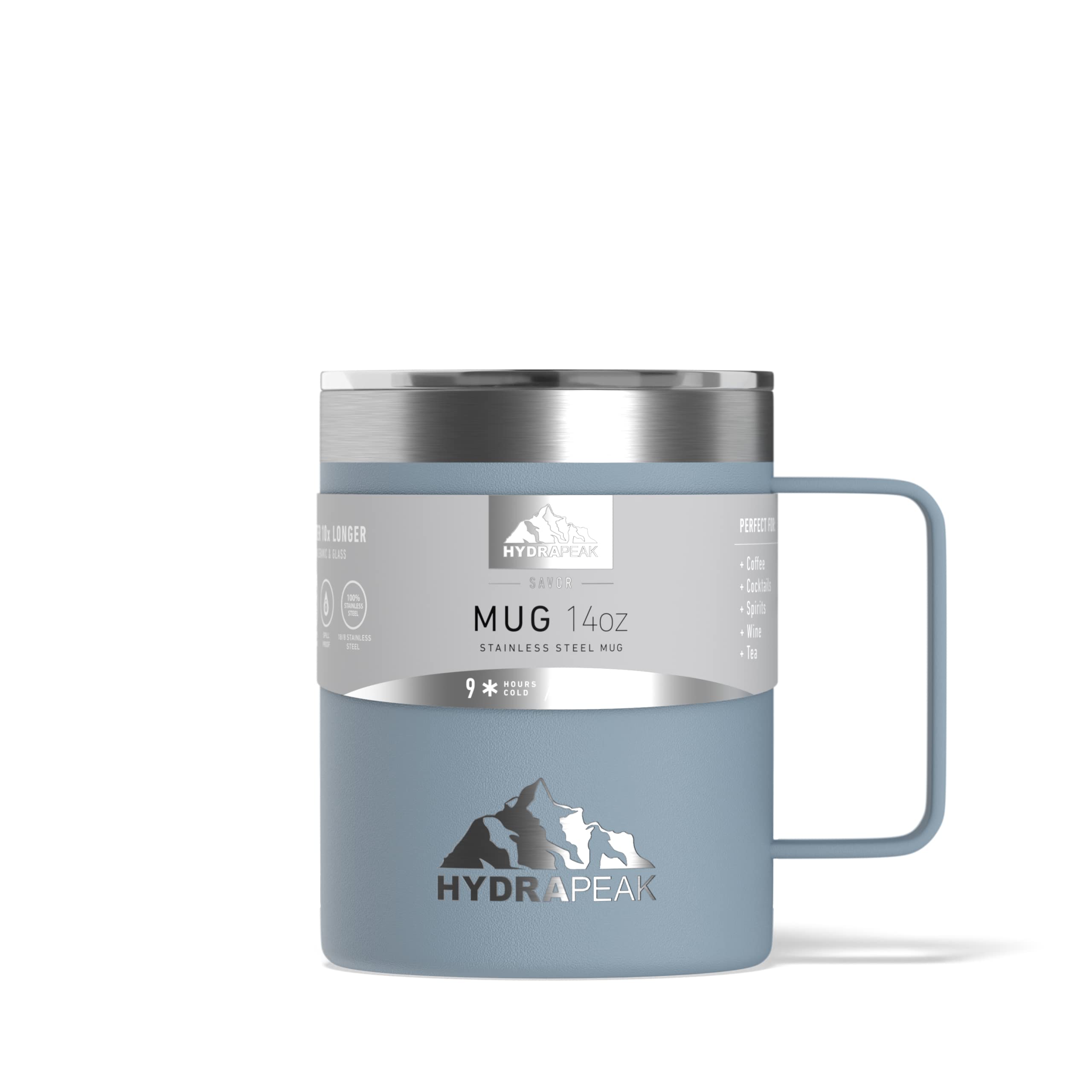 Hydrapeak Storm 14oz Insulated Travel Mug with Splash-Proof Lid and Handle