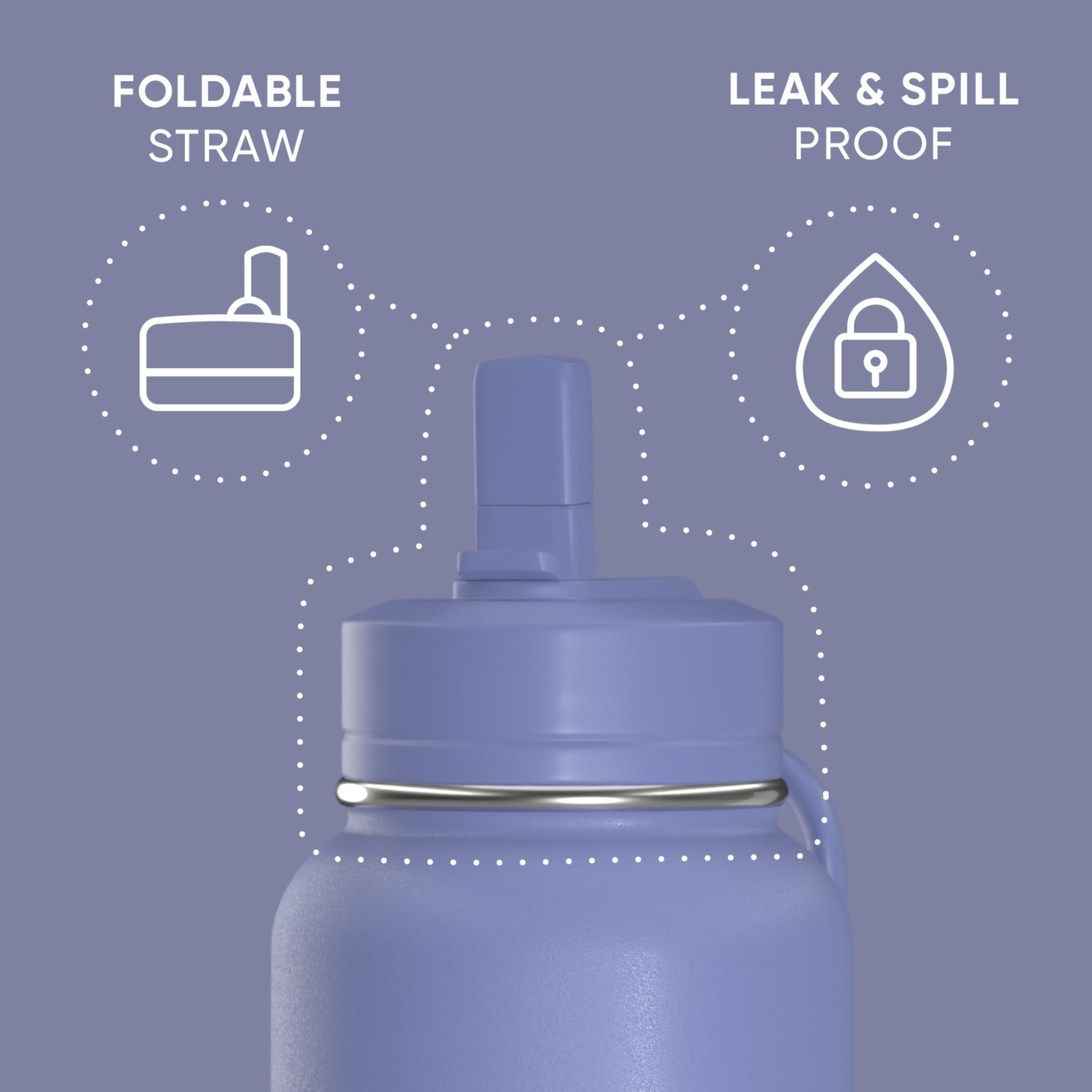Hydrapeak 40oz Sport Insulated Water Bottle with Straw Lid - Double Wall Stainless Steel, 24H Cold / 12H Hot, Leak