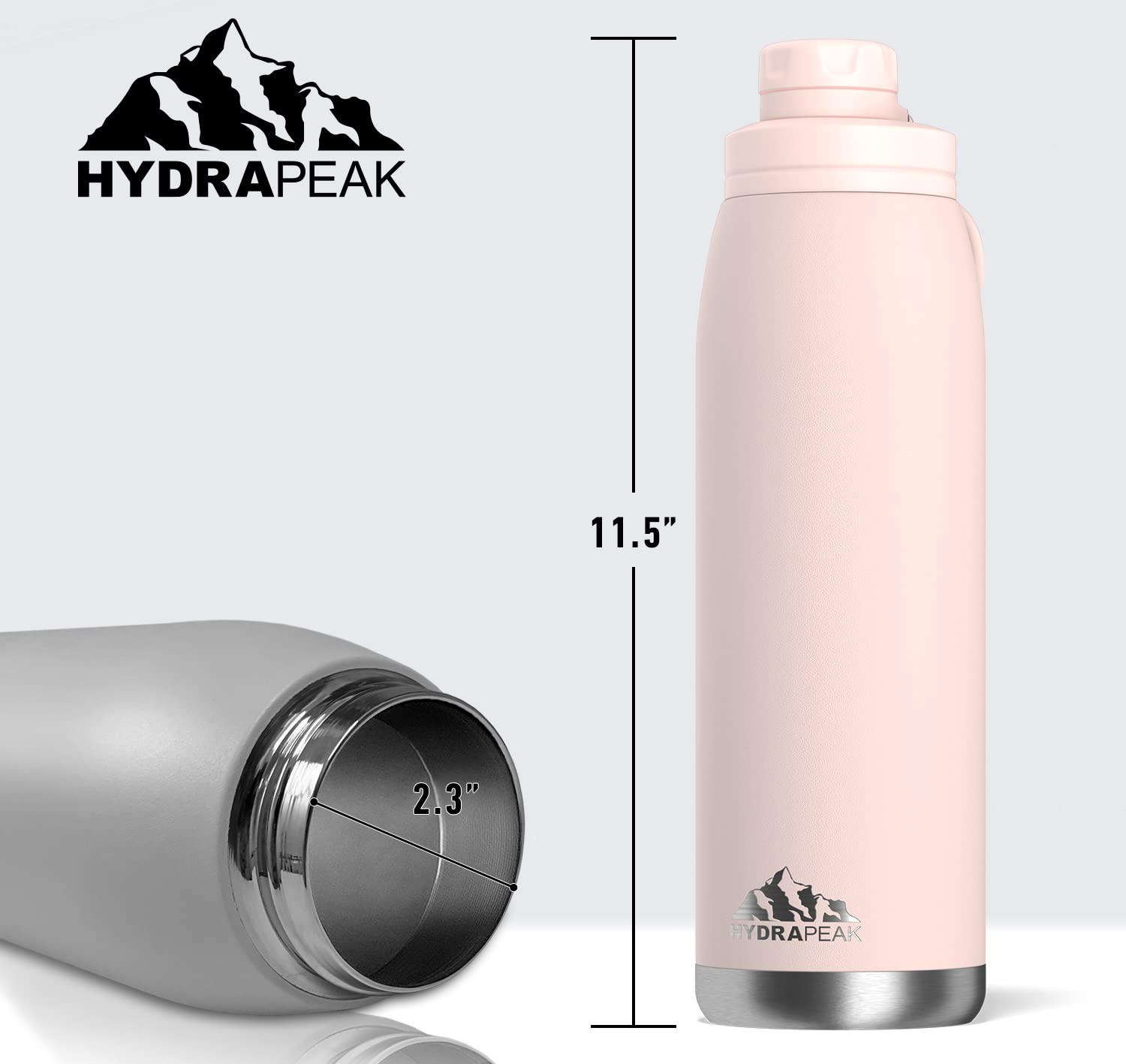 Hydrapeak 40 oz Insulated Water Bottle with Chug Lid - Seashell - Leak Proof Double Walled Stainless Steel