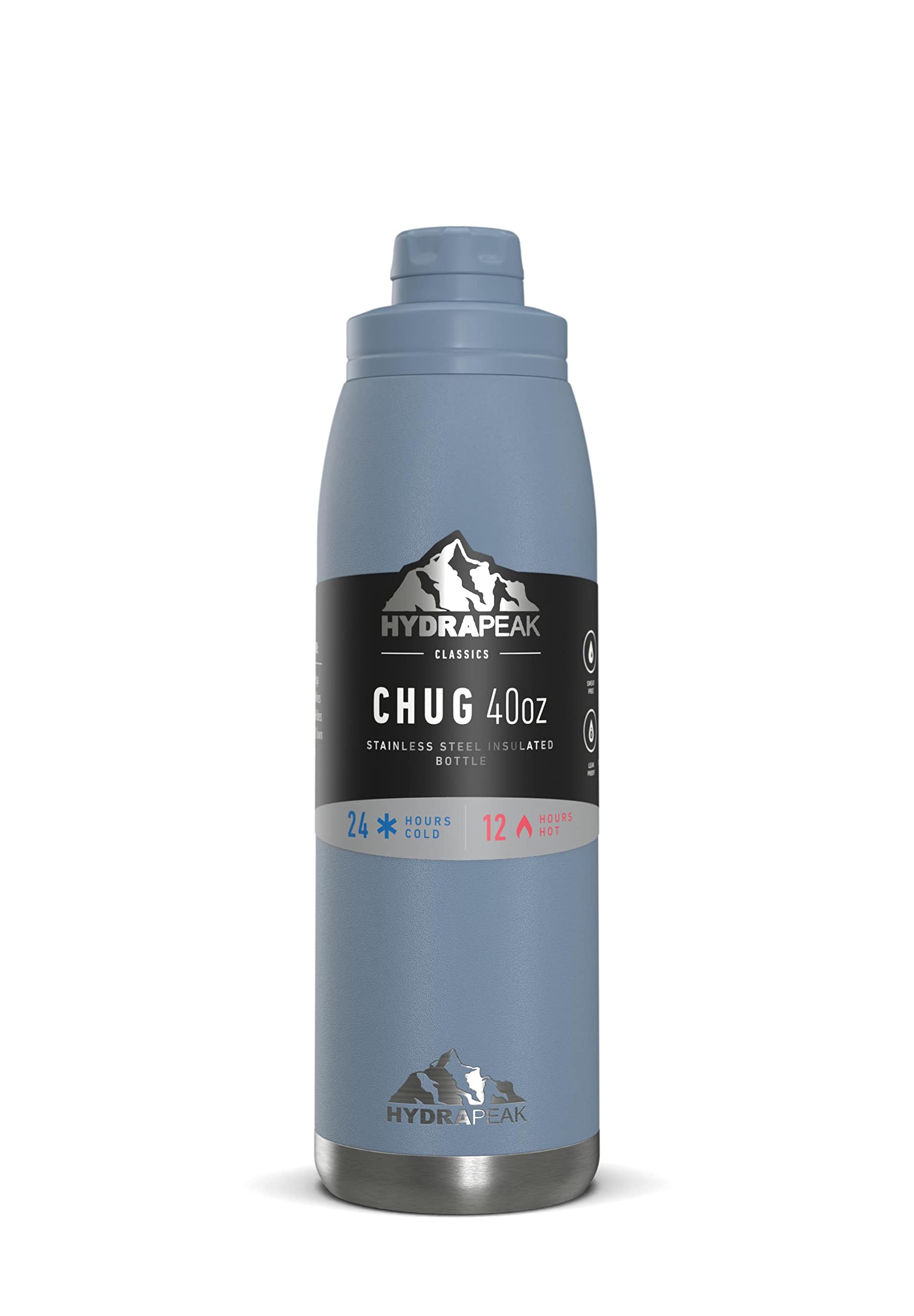 Hydrapeak 40oz Chug Lid Water Bottle - Vacuum Insulated Stainless Steel, Modern Blue