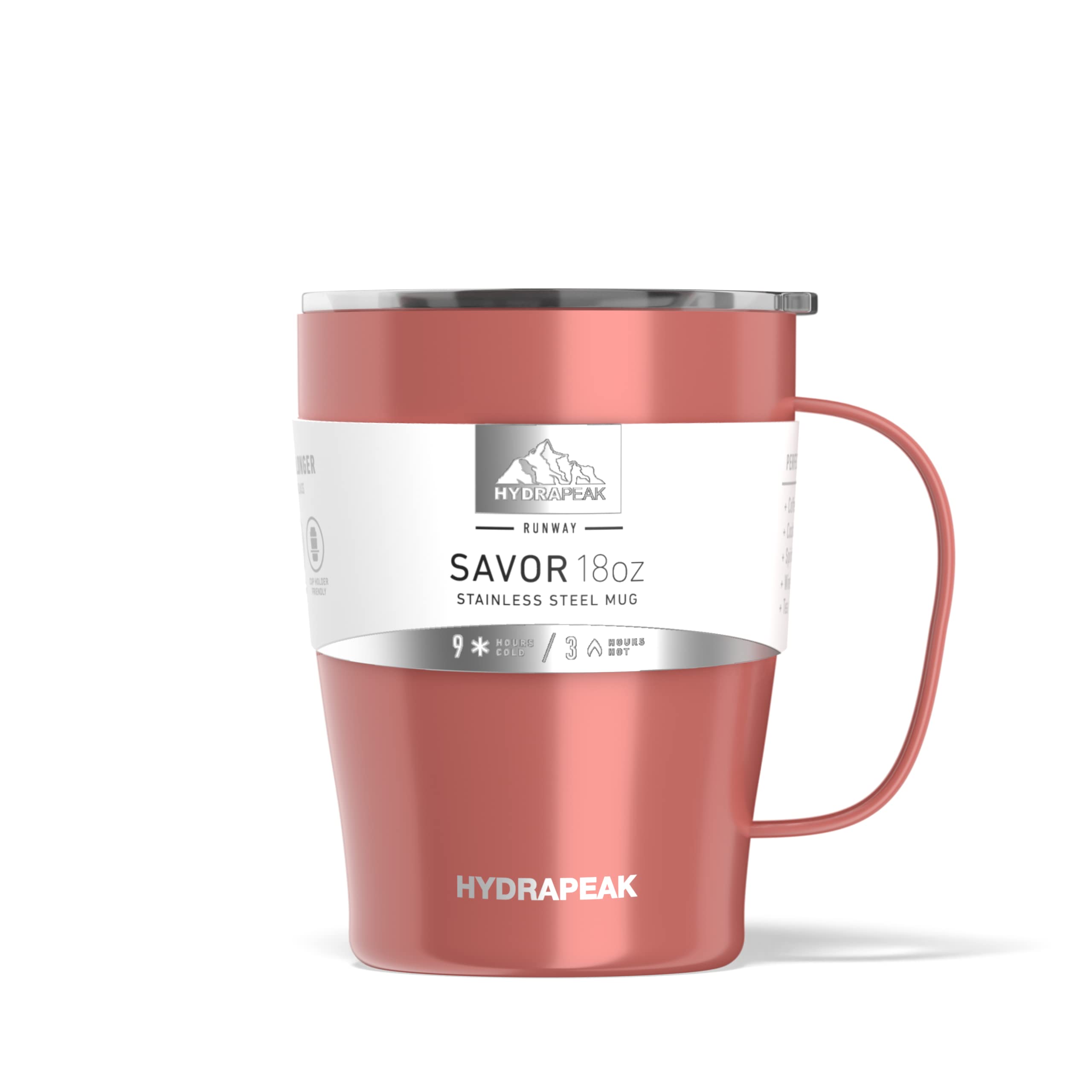 Hydrapeak SAVOR 18oz Double Vacuum Insulated Coffee Mug – Rose, Stainless Steel Travel Tumbler