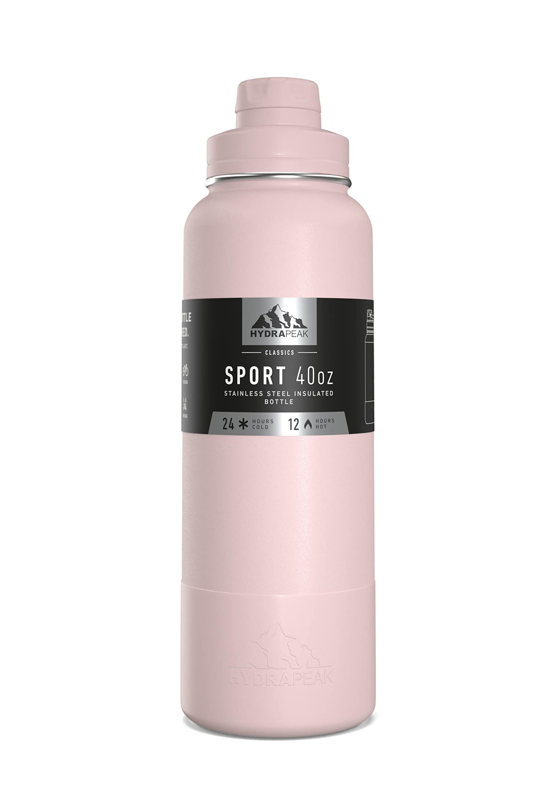 Hydrapeak 40oz Sport Insulated Water Bottle - Seashell Chug Lid - Leak Proof, 24hr Cold