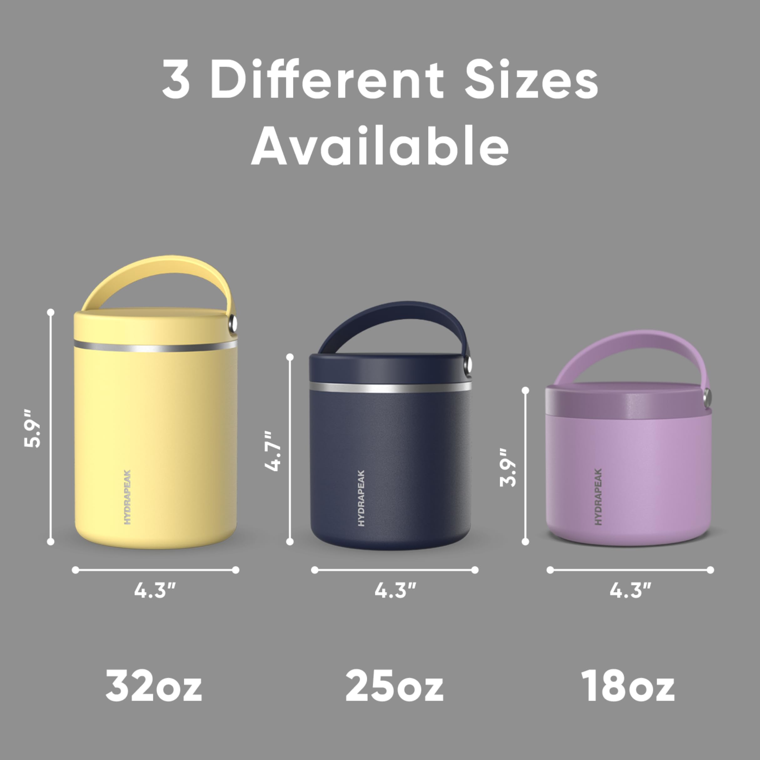 Hydrapeak 25oz Stainless Steel Vacuum Insulated Food Jar for Hot & Cold Food - Black
