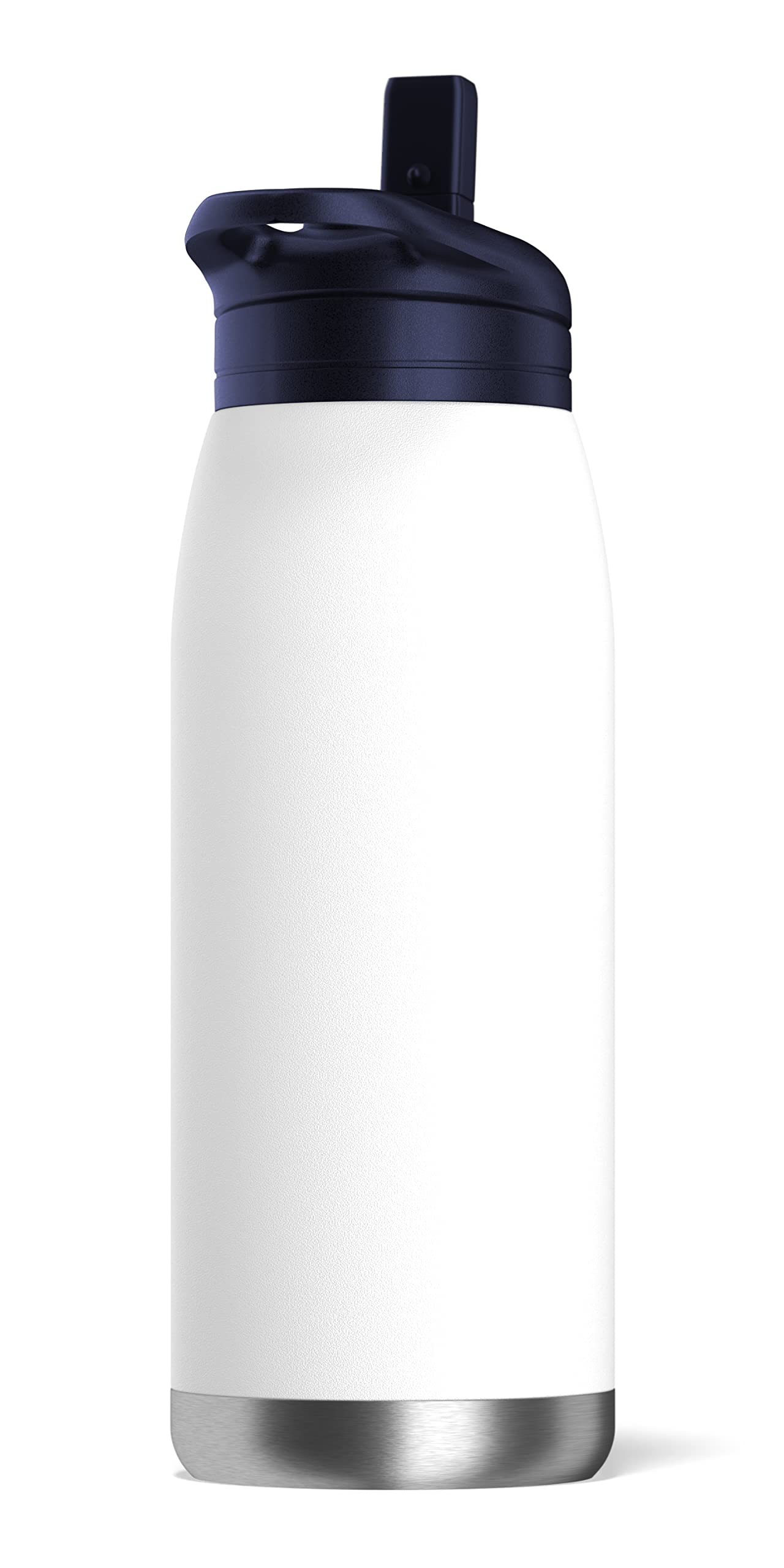 Hydrapeak Flow 32oz Insulated Water Bottle with Straw Lid – White, Stainless Steel, Leak-Proof