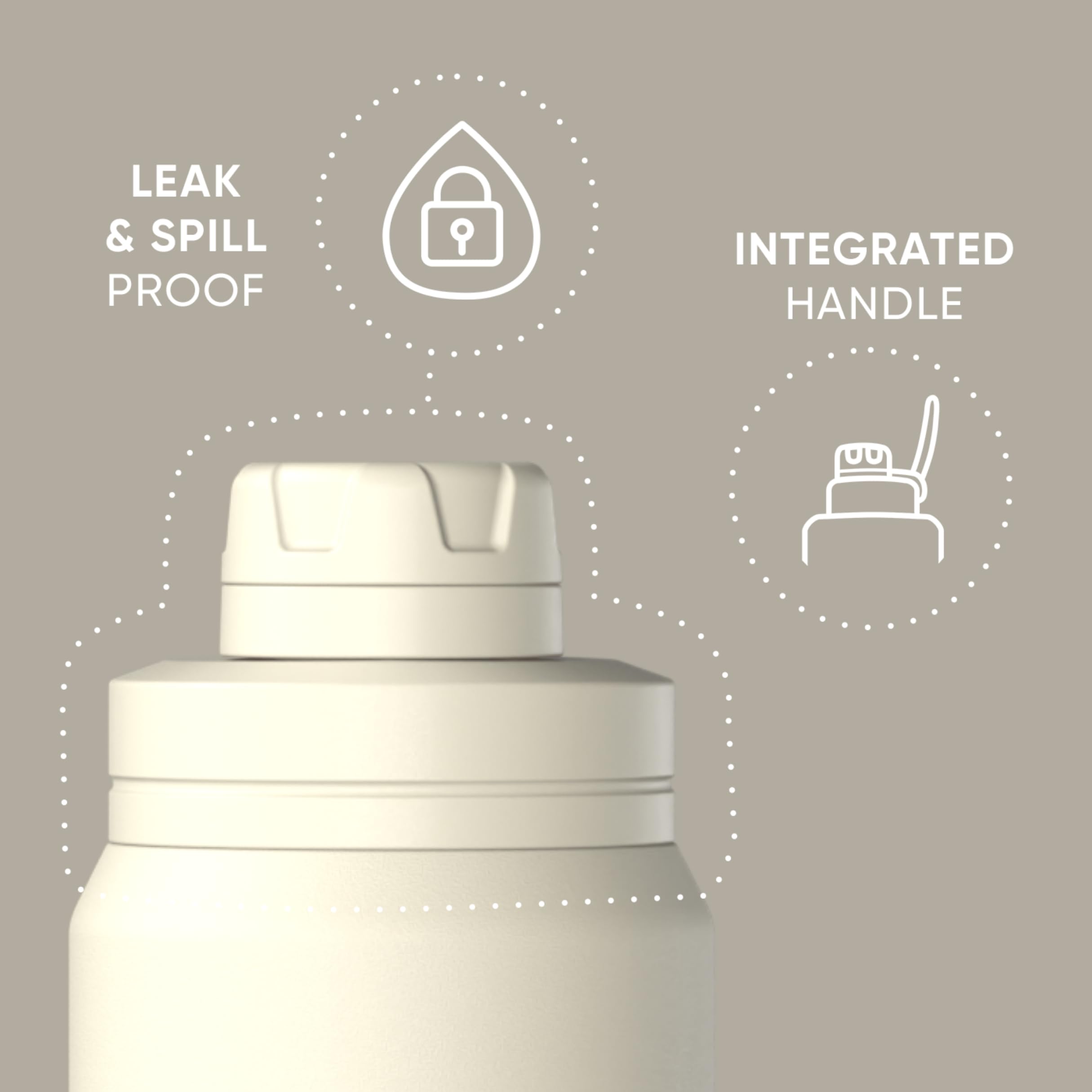 Hydrapeak 26oz Sport Insulated Water Bottle with Chug Lid - Ivory (Cupholder Friendly)