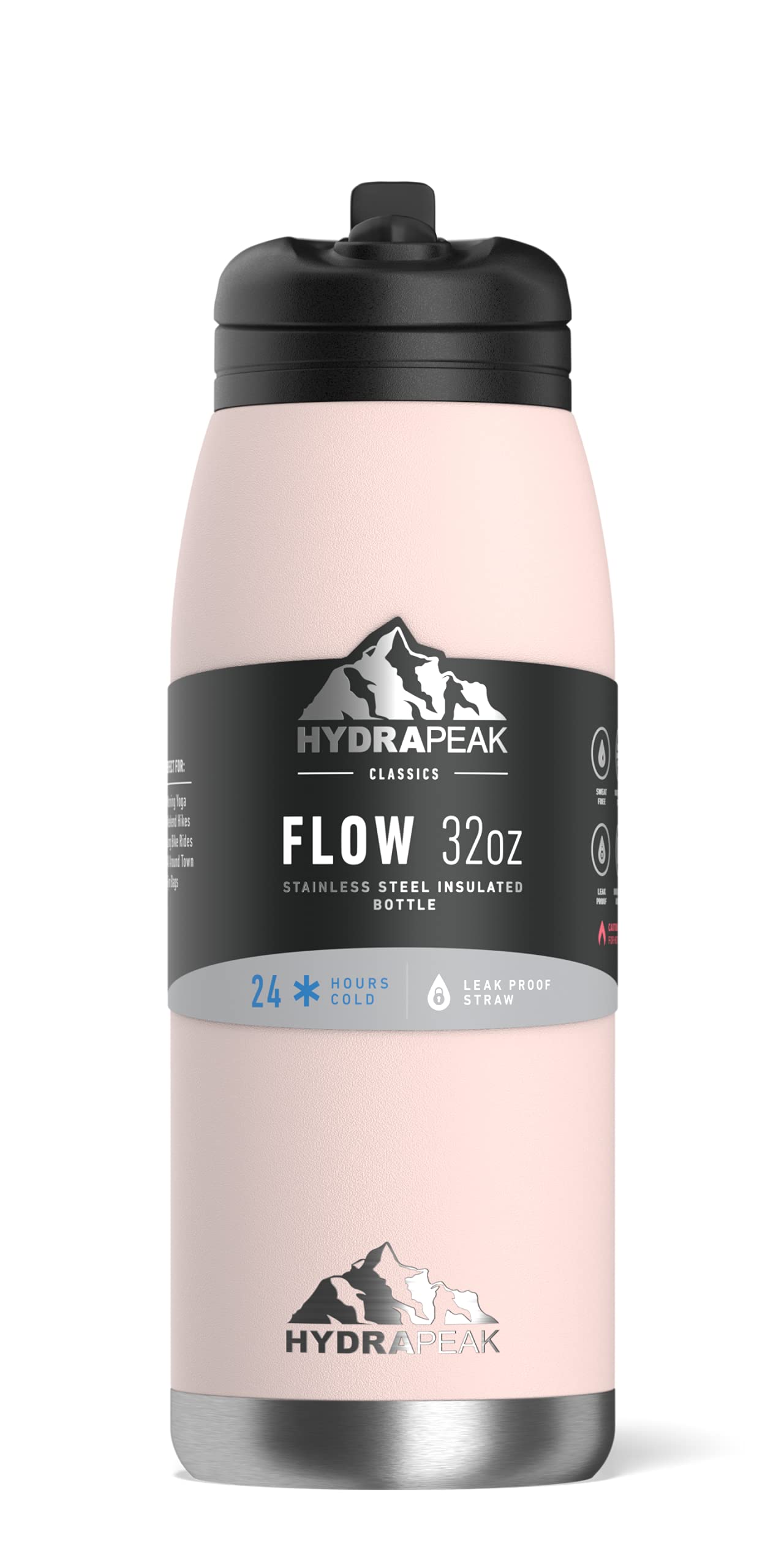 Hydrapeak Flow 32oz Insulated Water Bottle with Straw Lid, Seashell