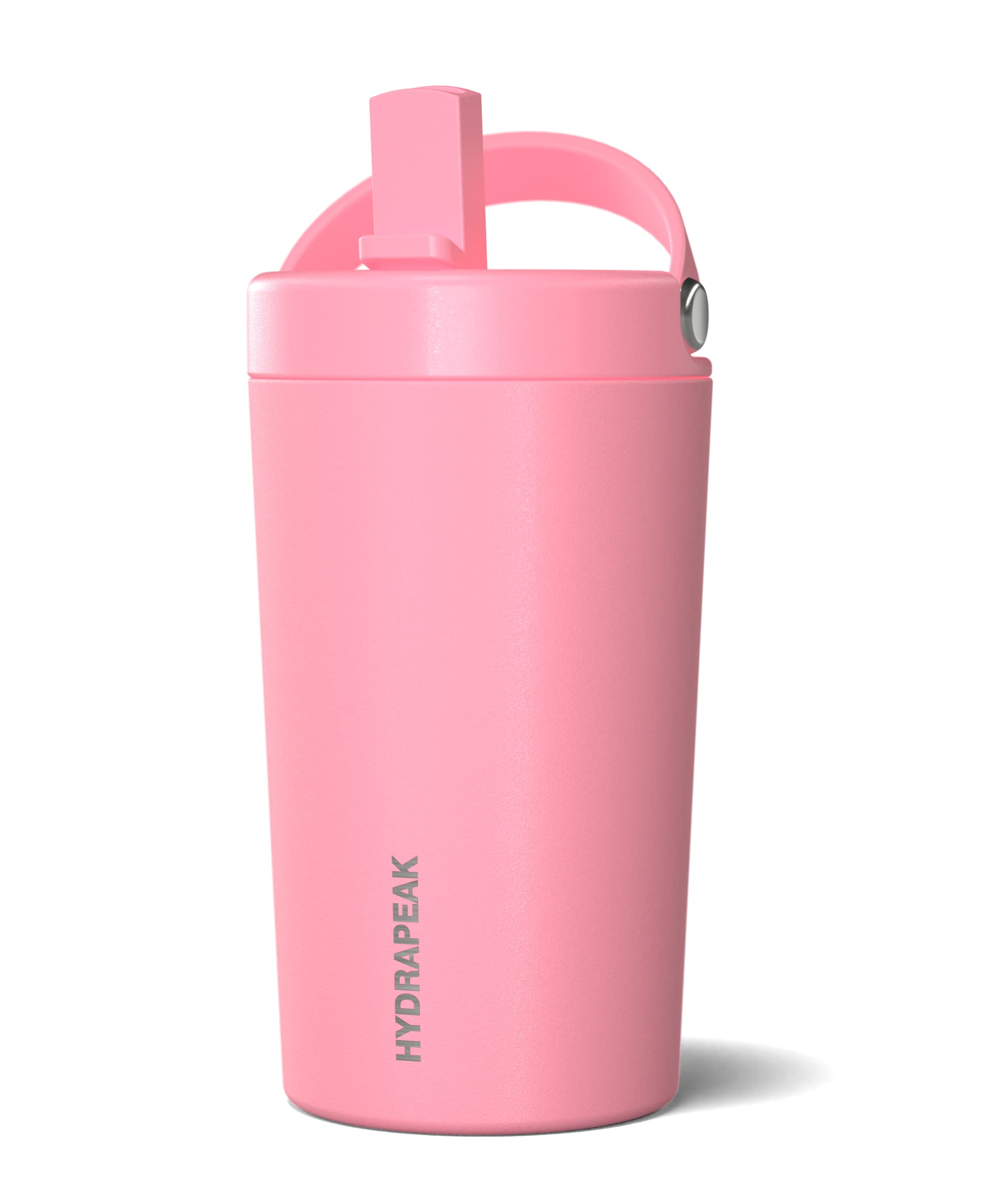 Hydrapeak Junior 14oz Insulated Kids Water Bottle with Straw Lid, Bubblegum Pink, 18/8 Stainless Steel, Leak-Proof