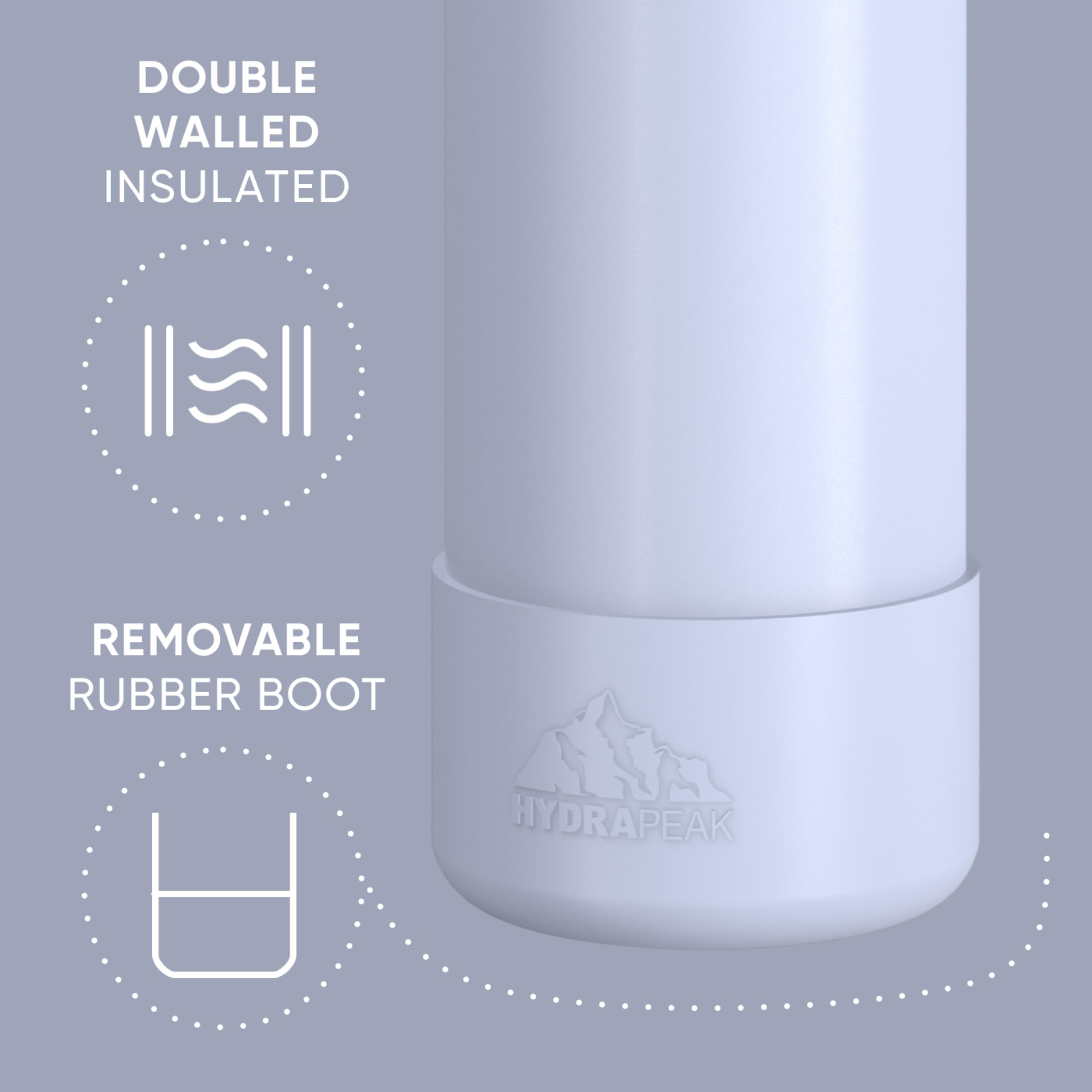 Hydrapeak 26 oz Sport Insulated Water Bottle with Straw & Chug Lid, Leak Proof, Ice