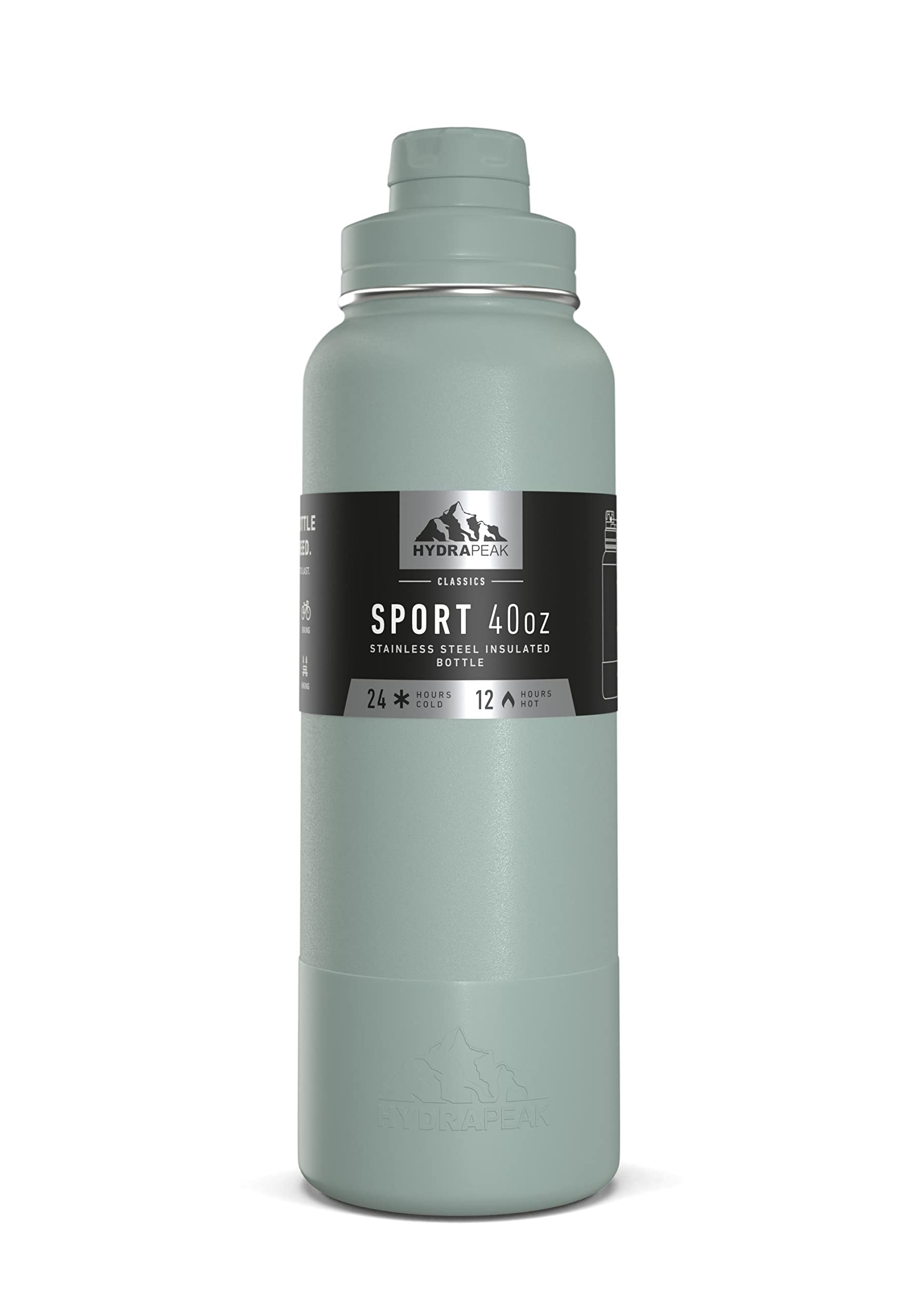 Hydrapeak Sport 40oz Insulated Water Bottle with Chug Lid – Pale Sage