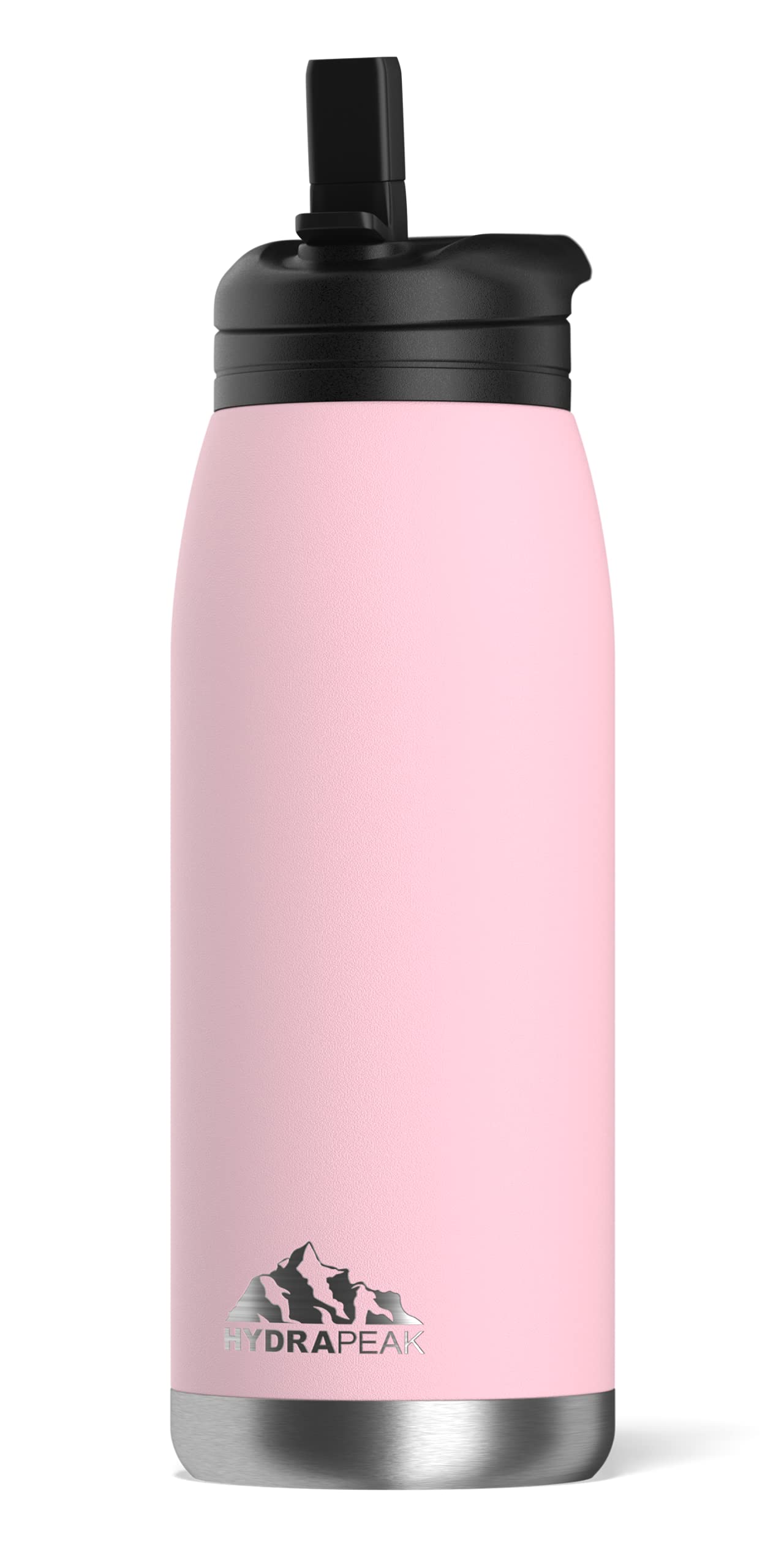 Hydrapeak Flow 32oz Insulated Water Bottle with Straw Lid – Pink, Stainless Steel, Leak-Proof