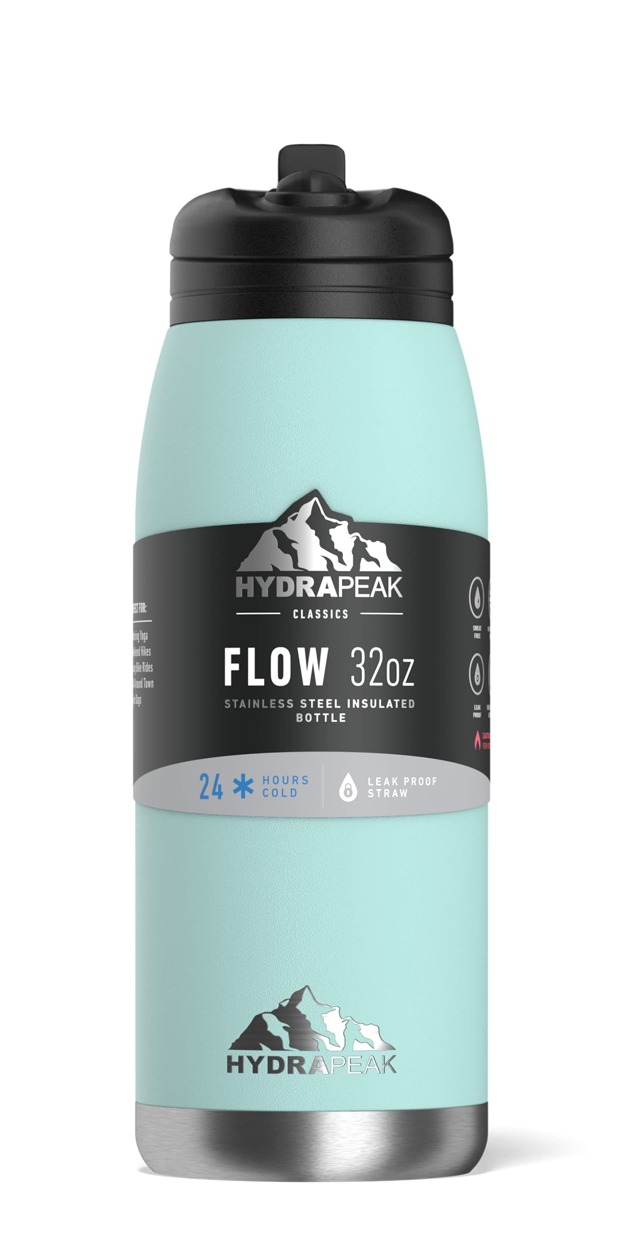 Hydrapeak Flow 32oz Insulated Water Bottle with Straw Lid – Aqua