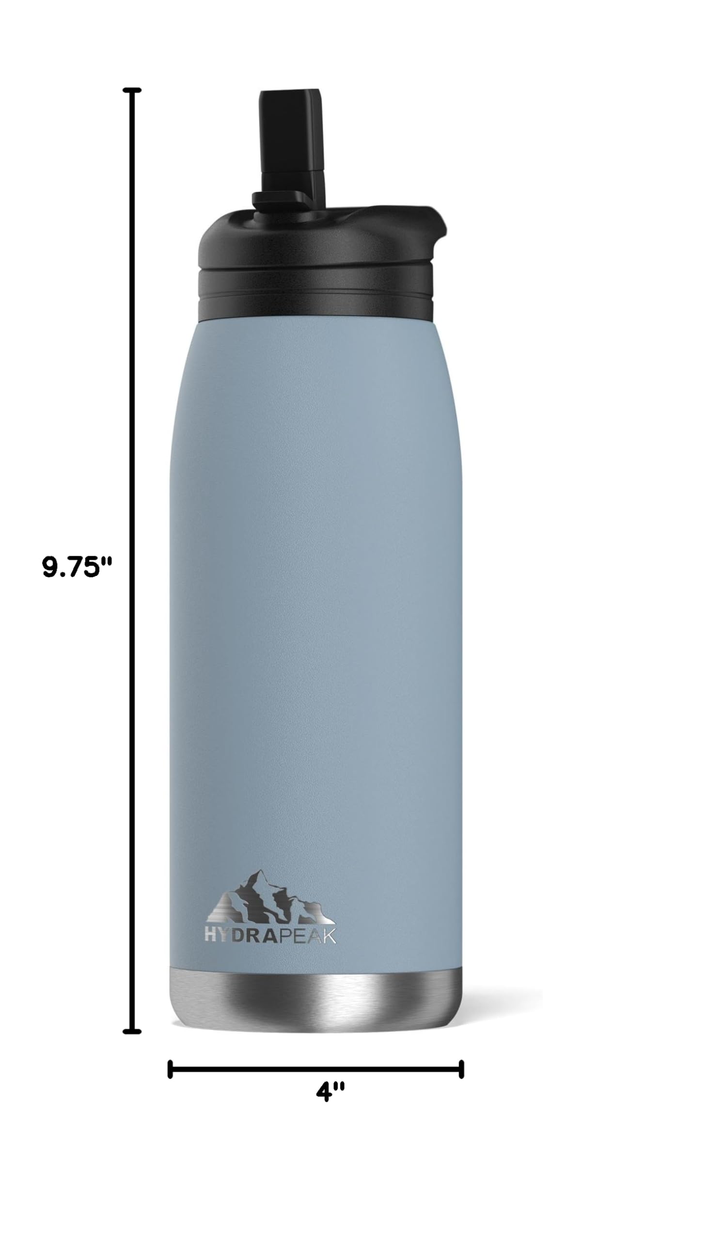 Hydrapeak Flow 32oz Insulated Water Bottle with Straw Lid - Storm, Leak-Proof Stainless Steel