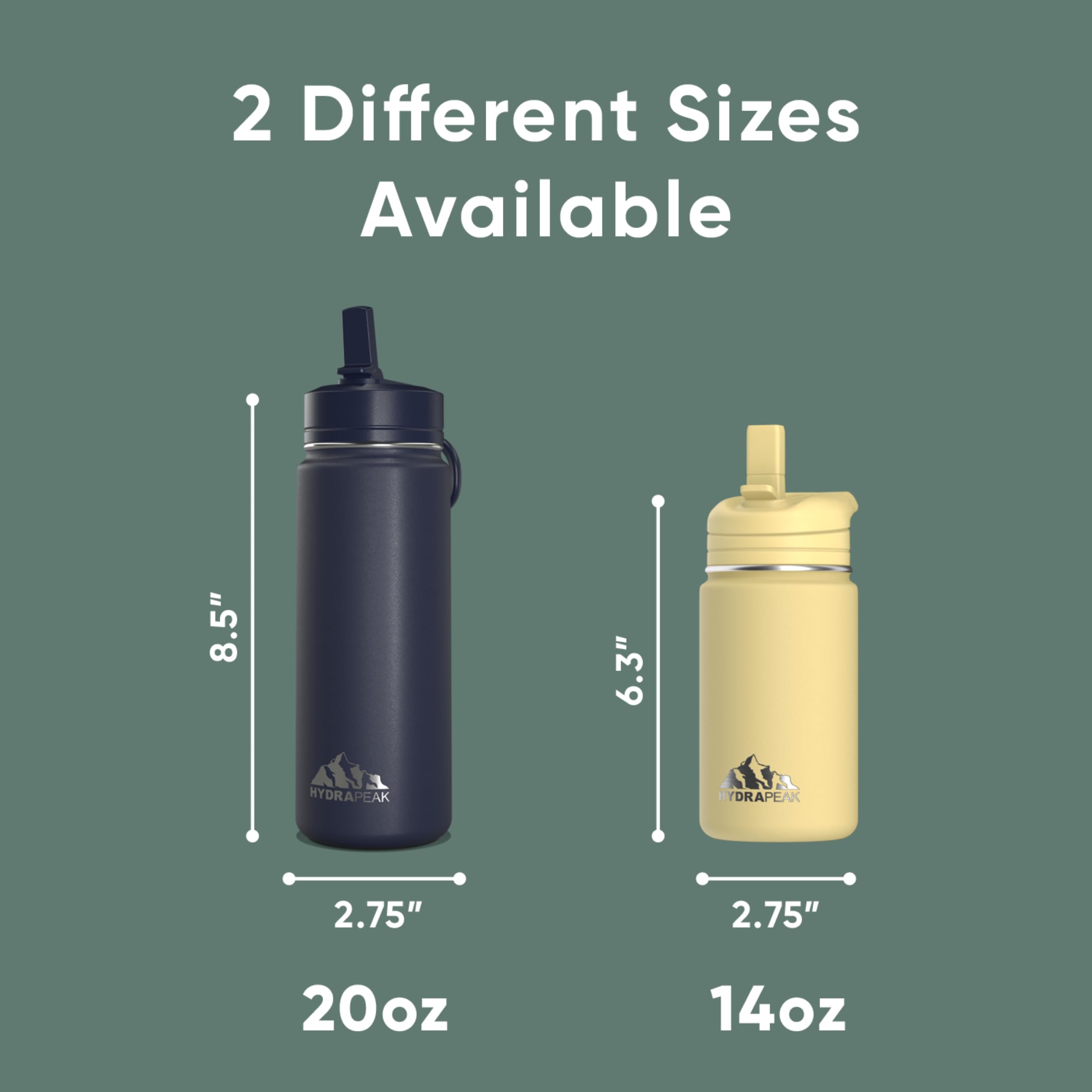 Hydrapeak Mini 14oz Insulated Kids Water Bottle with Straw Lid - Stainless Steel for Boys and Girls